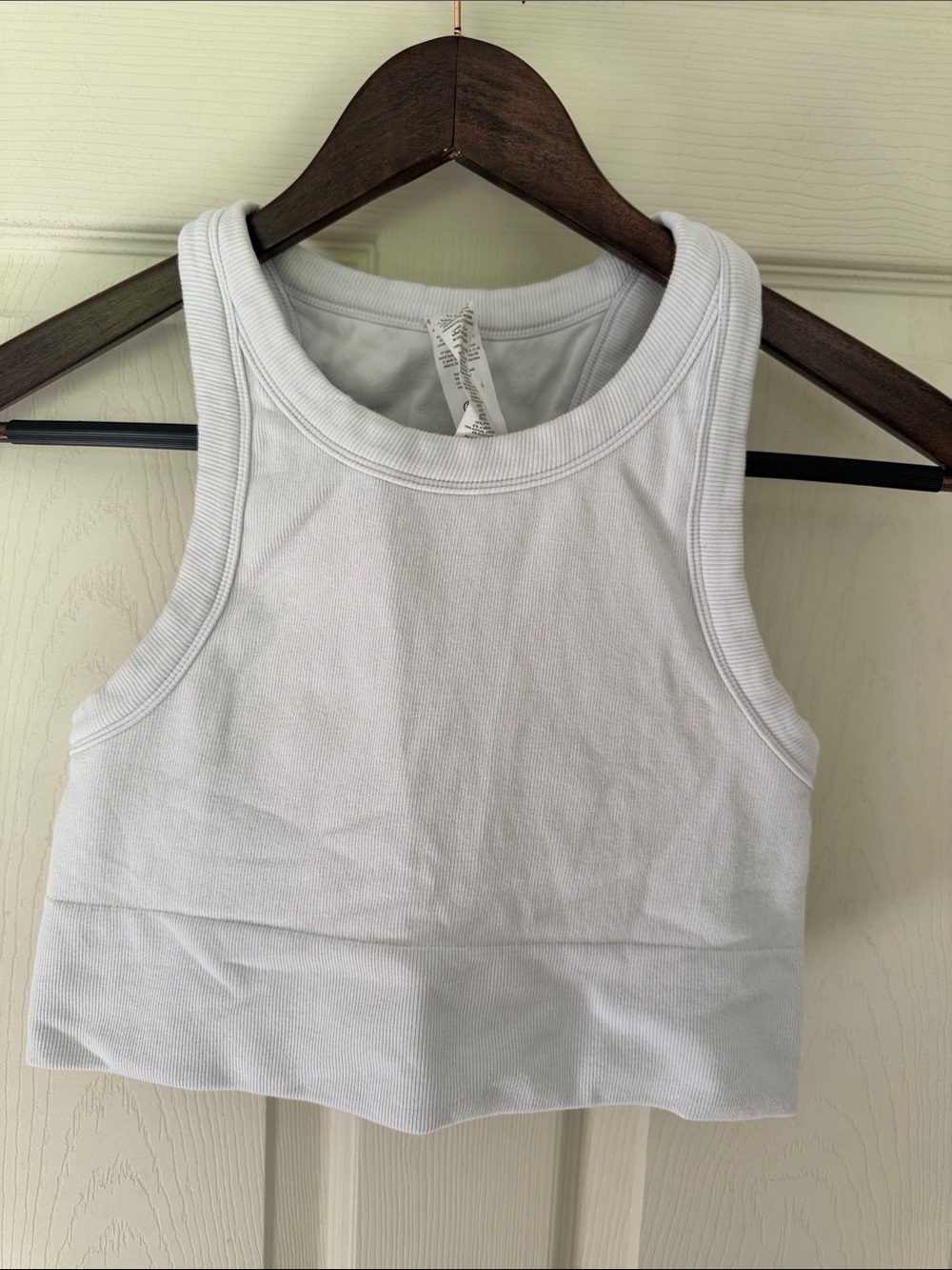 ALO Yoga White Ribbed Crop Tank Top